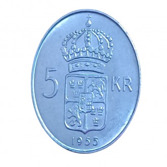 Silver 5 Kronor - Gustaf VI Adolf Heavy weight Silver Coin 